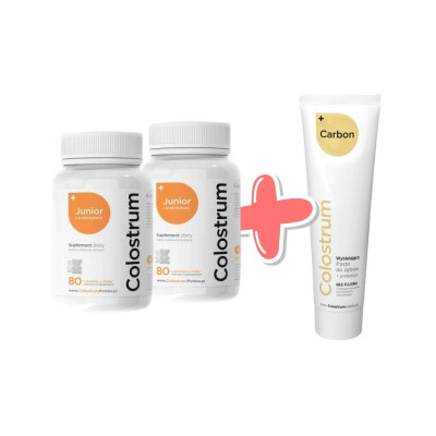 Zestaw 2x Colostrum JUNIOR + Pasta Carbon GRATIS | Colostrum Polska