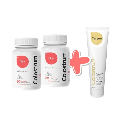 Zestaw 2x Colostrum MAX + Pasta Carbon GRATIS | Colostrum Polska